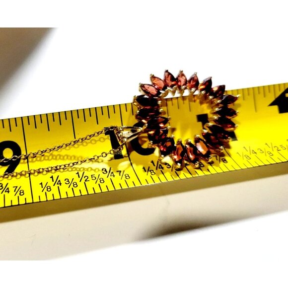 Natural Marquise Garnet Heart Pendant 14k Yellow Gold 20" 12k Gold Filled Chain - Picture 11 of 11